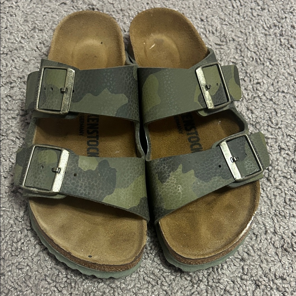 Birkenstock Kids Green Camouflage Sandals